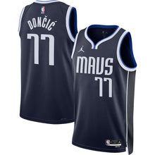 Load image into Gallery viewer, DALLAS MAVERICKS LUKA DONCIC JORDAN BRAND NAVY 2022/23 STATEMENT EDITION SWINGMAN JERSEY